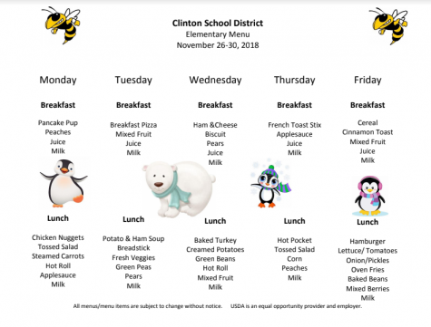 Elementary Lunch Menu Dec. 3-7