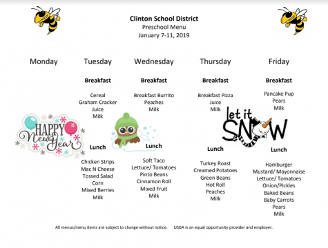 Preschool Lunch Menu Jan.7-11